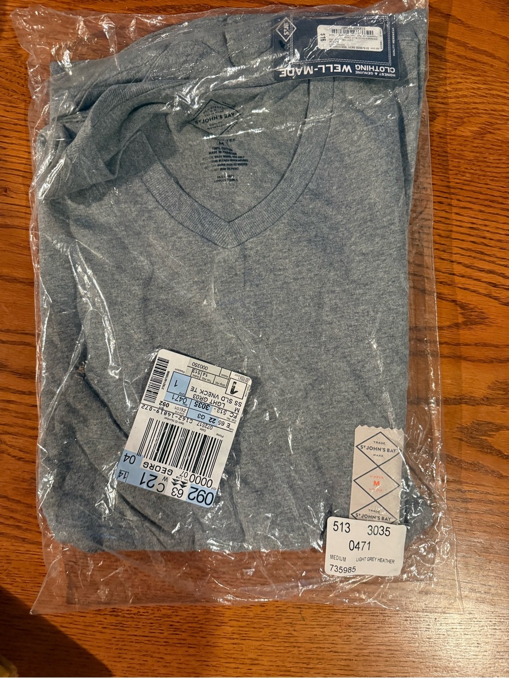 St. John's Bay Men's V-Neck Tee - Light Gray Heather